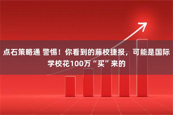 点石策略通 警惕！你看到的藤校捷报，可能是国际学校花100万“买”来的